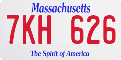 MA license plate 7KH626