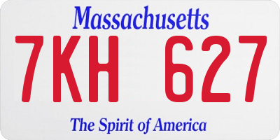 MA license plate 7KH627