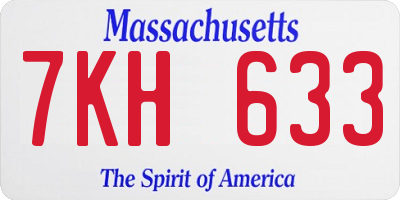 MA license plate 7KH633