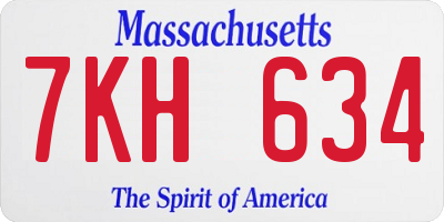 MA license plate 7KH634