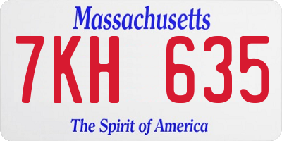 MA license plate 7KH635