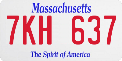MA license plate 7KH637