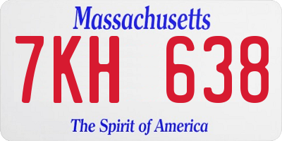 MA license plate 7KH638