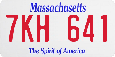 MA license plate 7KH641