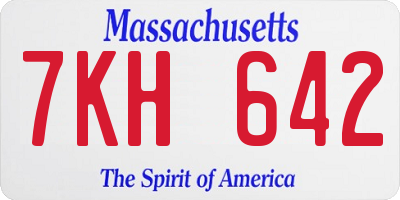MA license plate 7KH642