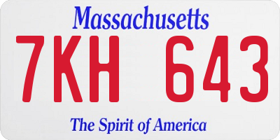 MA license plate 7KH643