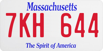 MA license plate 7KH644