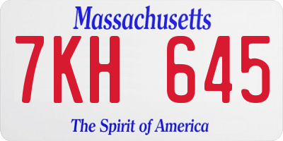 MA license plate 7KH645
