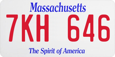 MA license plate 7KH646