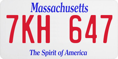 MA license plate 7KH647
