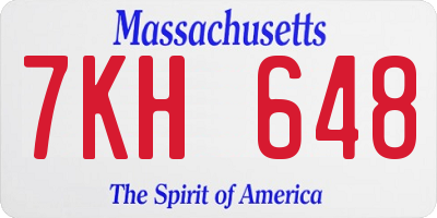 MA license plate 7KH648