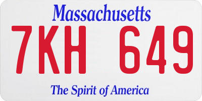 MA license plate 7KH649