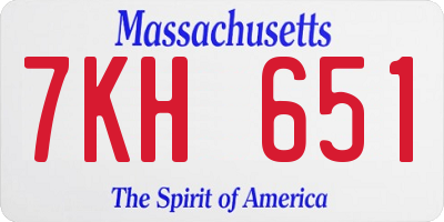 MA license plate 7KH651