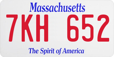 MA license plate 7KH652