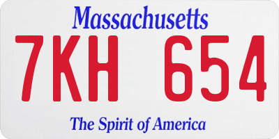MA license plate 7KH654