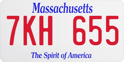 MA license plate 7KH655