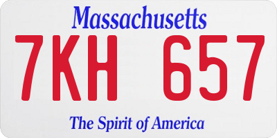 MA license plate 7KH657