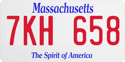 MA license plate 7KH658