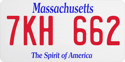 MA license plate 7KH662