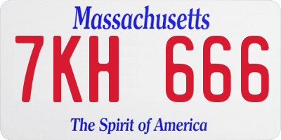 MA license plate 7KH666