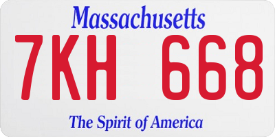 MA license plate 7KH668