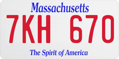 MA license plate 7KH670