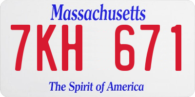 MA license plate 7KH671