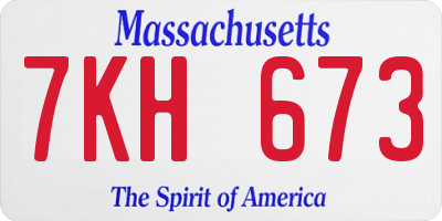 MA license plate 7KH673