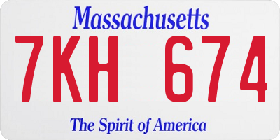 MA license plate 7KH674