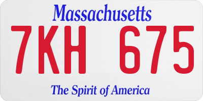 MA license plate 7KH675