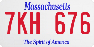 MA license plate 7KH676