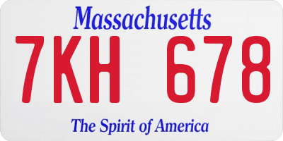 MA license plate 7KH678
