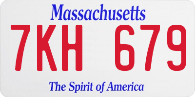 MA license plate 7KH679