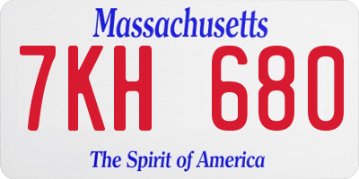 MA license plate 7KH680