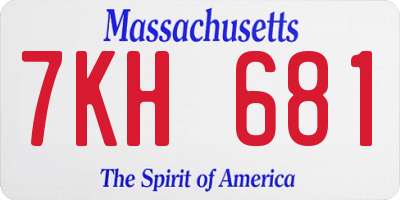 MA license plate 7KH681