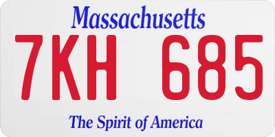MA license plate 7KH685