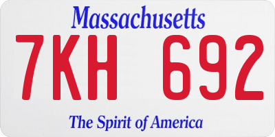 MA license plate 7KH692