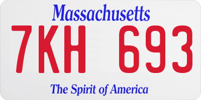 MA license plate 7KH693