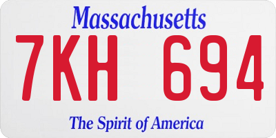 MA license plate 7KH694