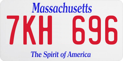 MA license plate 7KH696