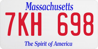 MA license plate 7KH698