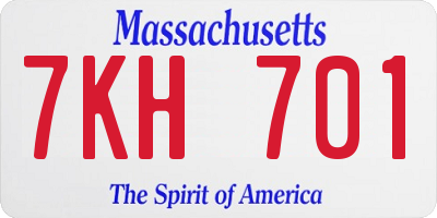 MA license plate 7KH701