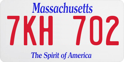 MA license plate 7KH702