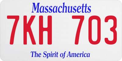 MA license plate 7KH703