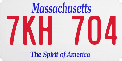 MA license plate 7KH704