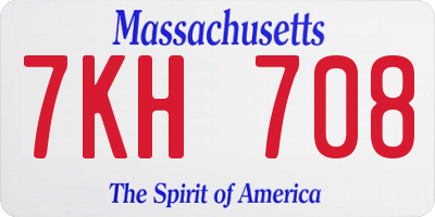 MA license plate 7KH708