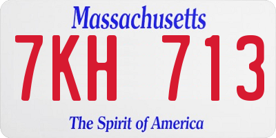 MA license plate 7KH713