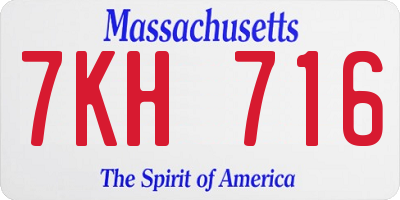 MA license plate 7KH716