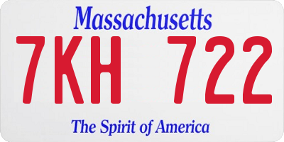 MA license plate 7KH722