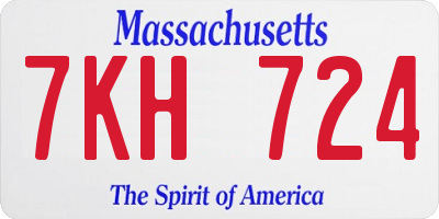 MA license plate 7KH724